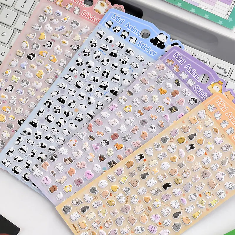 Cute Small Animal Pattern 3D Bubble Stickers - Cup Decoration Stickers