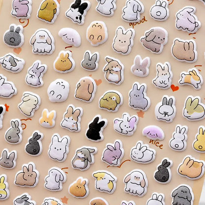 Cute Small Animal Pattern 3D Bubble Stickers - Cup Decoration Stickers