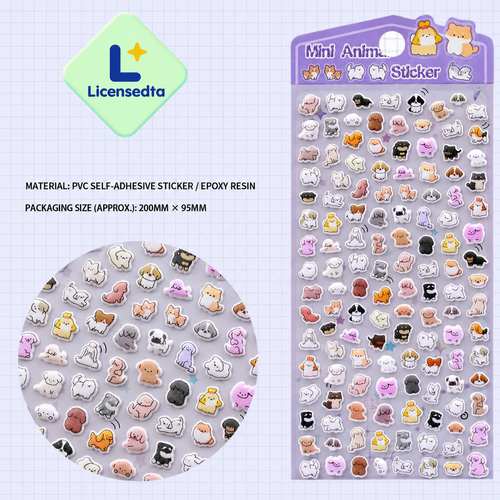 Cute Small Animal Pattern 3D Bubble Stickers - Cup Decoration Stickers