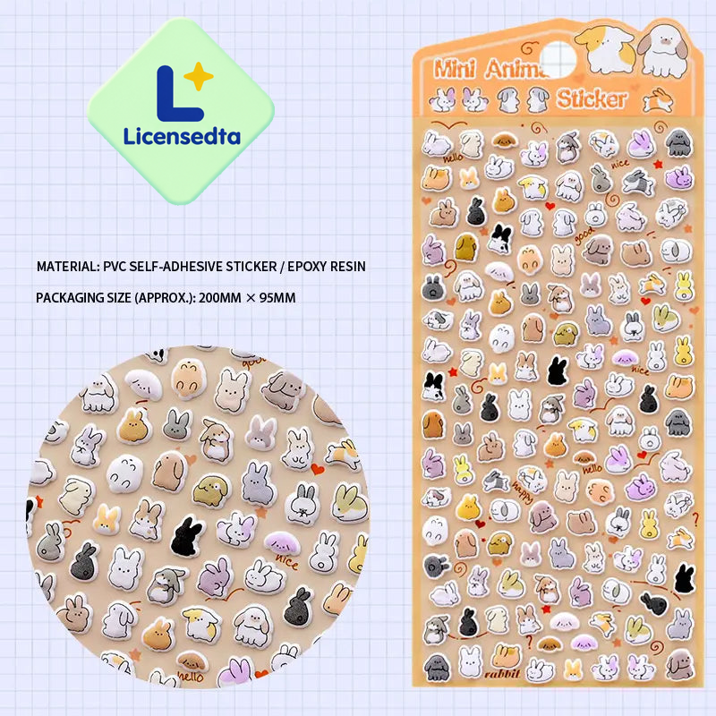 Cute Small Animal Pattern 3D Bubble Stickers - Cup Decoration Stickers