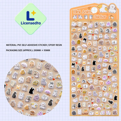 Cute Small Animal Pattern 3D Bubble Stickers - Cup Decoration Stickers