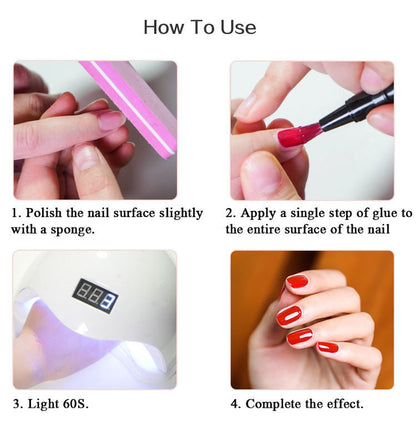 🎨🎨One Step Gel Nail Pen 3-in-1 No Extra Base Top Coat Portable Precise Brush Salon Nail At Home